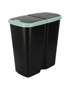 Kosz na śmieci Keden Compacta Q DUO 45 l czarny / jasny zielony - NDAB45-5575C/S411 - Keden - 1