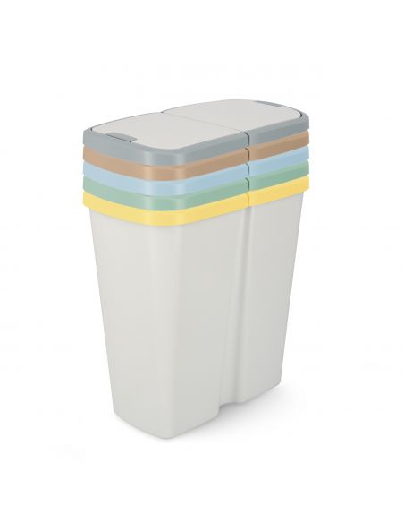 Kosz na śmieci Keden Compacta Q DUO 45 l popielaty / jasny niebieski - NDAB45-2717C/427C - Keden - 2