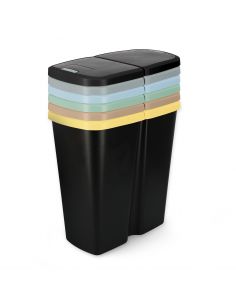 Kosz na śmieci Keden Compacta Q DUO 45 l czarny / jasny żółty - NDAB45-1215C/S411 - Keden - 1 2