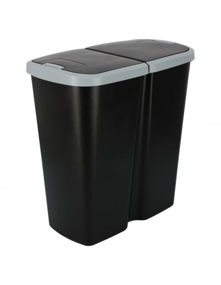 Kosz na śmieci Keden Compacta Q DUO 45 l czarny / smooth gray - NDAB45-429U/S411 - Keden - 1