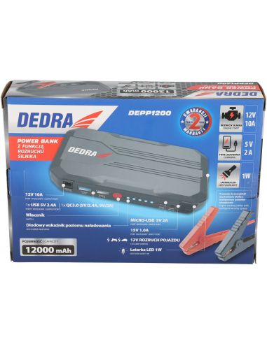 Powerbank z funkcją rozruchu 12000 mAh Dedra - DEPP1200 - Dedra - 3