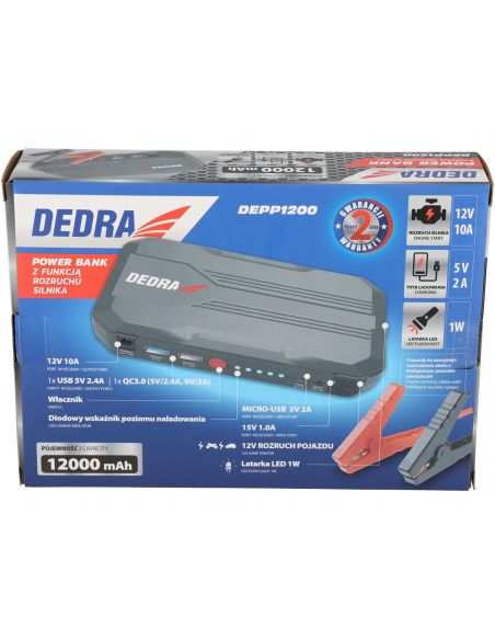 Powerbank z funkcją rozruchu 12000 mAh Dedra - DEPP1200 - Dedra - 3