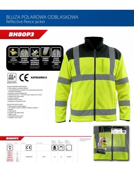 Bluza polarowa robocza odblaskowa żółta Dedra - BH80P3 - Dedra - 6