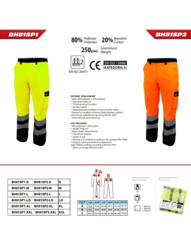 Ochronne spodnie robocze odblaskowe żółte Dedra - BH81SP1 - Dedra - 6