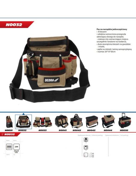 Pas narzędziowy jednoczęściowy Dedra - N0032 - Dedra - 8