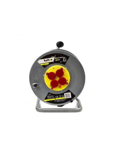 Metalowy elektryczny przedłużacz bębnowy 3x2,5 mm / 25 m Keltin - K00232 - Keltin - 2