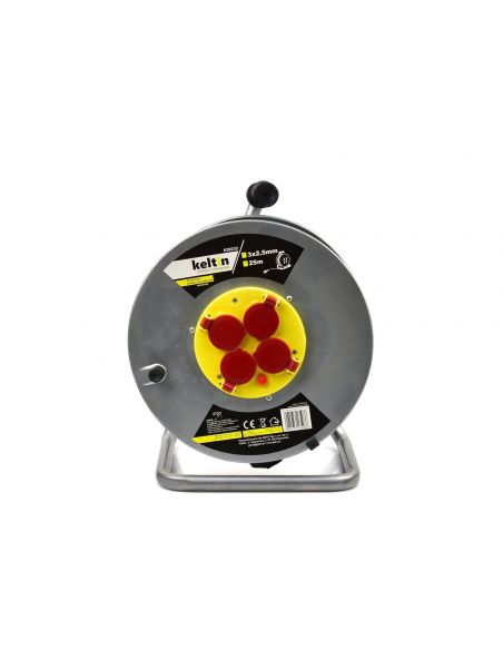 Metalowy elektryczny przedłużacz bębnowy 3x2,5 mm / 25 m Keltin - K00232 - Keltin - 2