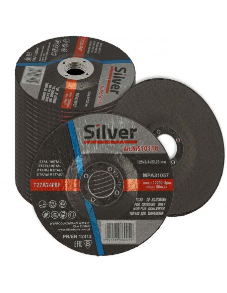 Zestaw 25x tarcza do szlifowania Silver 125 x 6,4 x 22 - S10118_px25 - Silver - 1