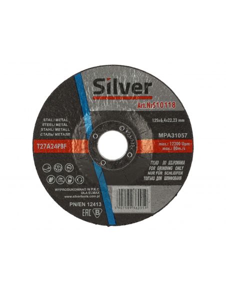 Zestaw 100x tarcza do szlifowania Silver 125 x 6,4 x 22 - S10118_px100 - Silver - 4