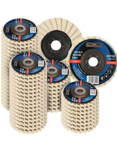 Zestaw 100x tarcza lamelka polerska filcowa Profi-Flex 125 x 22 - PF10249_px100 - Profi-Flex - 1