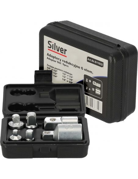 Adaptery redukcyjne do kluczy nasadowych 6 el. Silver - S11032 - Silver - 1