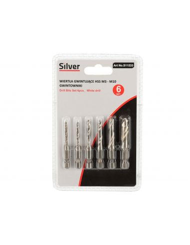 Wiertła gwintujące  6 el. M3-M10 Silver - S11533 - Silver - 3