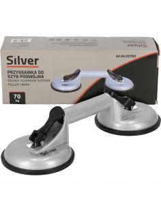 Przyssawka aluminiowa do szyb 2x115 mm Silver - S11760 - Silver - 1 2