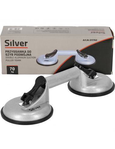 Przyssawka aluminiowa do szyb 2x115 mm Silver - S11760 - Silver - 2