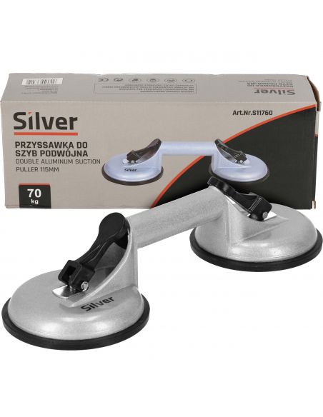 Przyssawka aluminiowa do szyb 2x115 mm Silver - S11760 - Silver - 2