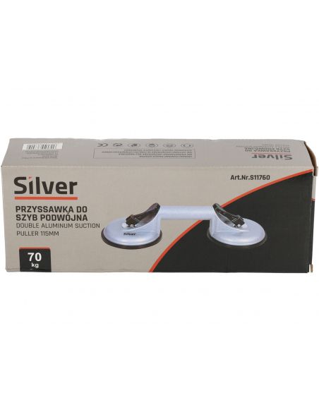 Przyssawka aluminiowa do szyb 2x115 mm Silver - S11760 - Silver - 10