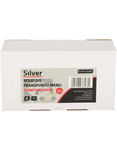Zestaw rolek do transportu mebli 300 kg Silver - S11290 - Silver - 10