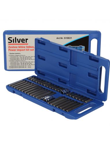 Zestaw bitów w walizce 1/2" 3/8" 40 el. Silver - S10631 - Silver - 1