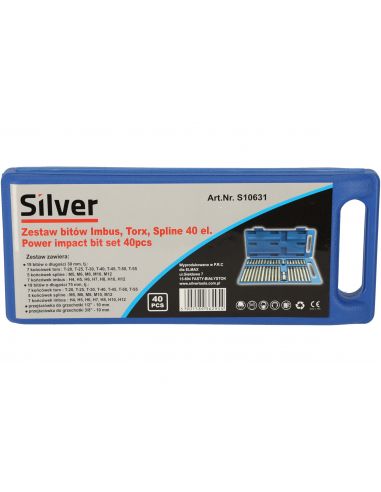 Zestaw bitów w walizce 1/2" 3/8" 40 el. Silver - S10631 - Silver - 3