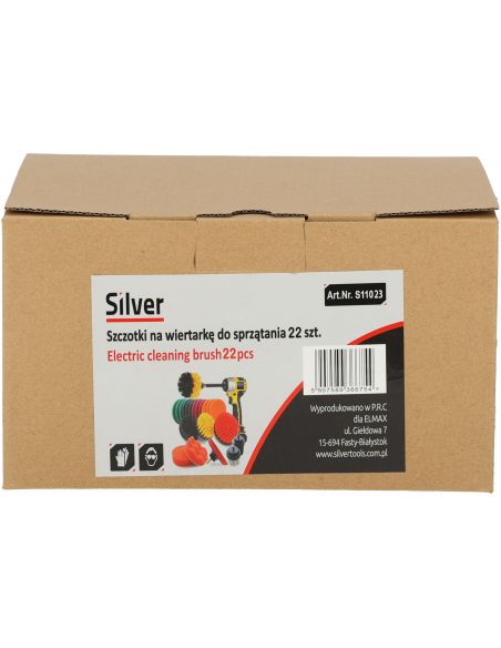 Zestaw szczotek i padów do czyszczenia na wkrętarkę 22 el. Silver - S11023 - Silver - 3