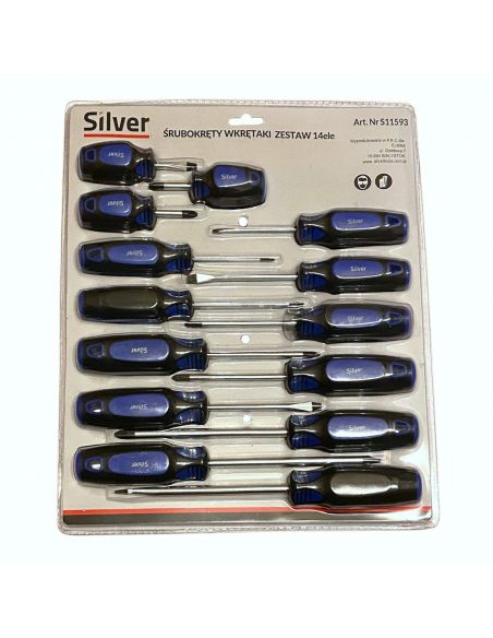 Zestaw śrubokrętów wkrętaków 14 el. Silver - S11593 - Silver - 1