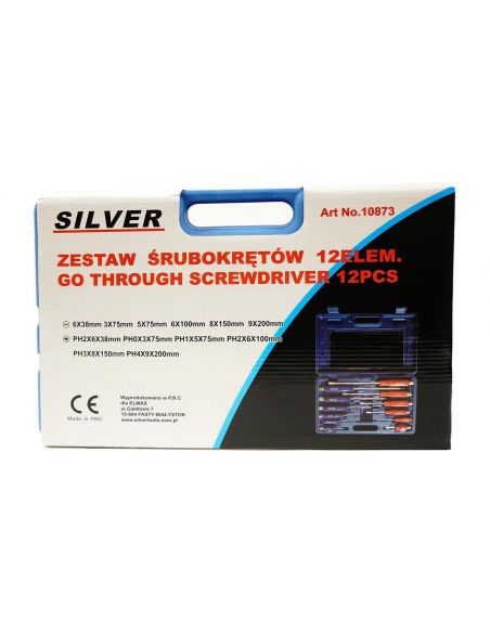 Zestaw wkrętaków  do pobijania  w walizce 12 el. Silver - S10873 - Silver - 4