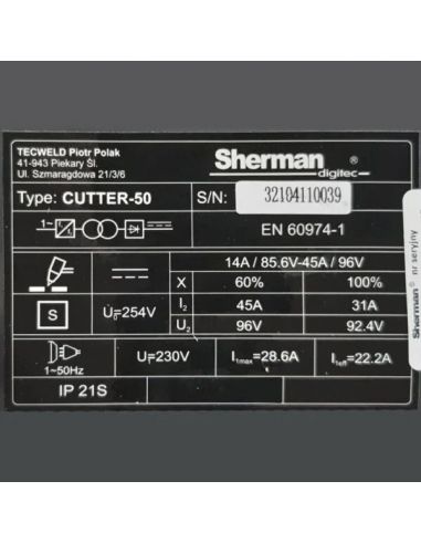 Przecinarka plazmowa Sherman CUTTER 50 - zestaw - SINW-CUTTER50 - Sherman - 8