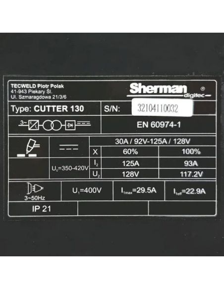 Przecinarka plazmowa Sherman CUTTER 130 - zestaw - SINW-CUTTER130 - Sherman - 10