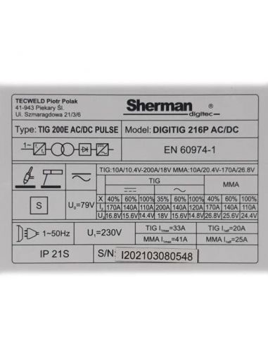 Spawarka Sherman DIGITIG 216P AC/DC - zestaw - 7812245-G - Sherman - 13