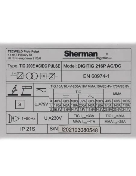 Spawarka Sherman DIGITIG 216P AC/DC - zestaw - 7812245-G - Sherman - 13