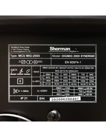 Spawarka Sherman DIGIMIG 200X Synergic - zestaw - 7812300-G - Sherman - 22