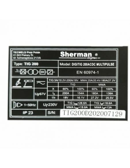 Spawarka Sherman DIGITIG 200 AC/DC Multipulse - zestaw - 7812422-G - Sherman - 10