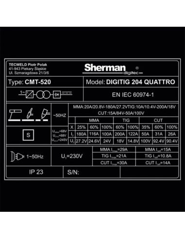 Spawarka Sherman DIGITIG 204 Quattro z przecinarką plazmową - 7812713-G - Sherman - 8