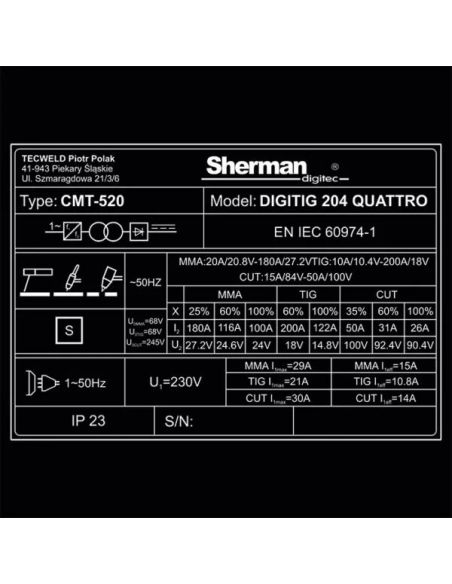 Spawarka Sherman DIGITIG 204 Quattro z przecinarką plazmową - 7812713-G - Sherman - 8