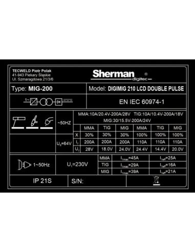 Spawarka Sherman DIGIMIG 210 LCD Double Pulse - zestaw - 7812698-G - Sherman - 23