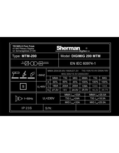 Spawarka Sherman DIGIMIG 200 MTM - zestaw - 7812680-G - Sherman - 20