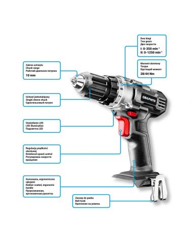 Wiertarko-wkrętarka akumulatorowa Graphite Energy+ 18 V - 58G000-SET1 - Graphite - 3