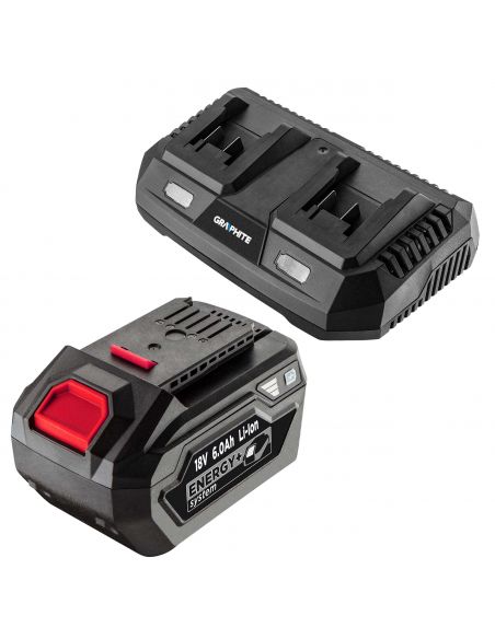 Zestaw Graphite  Energy+ 18 V: akumulator 6.0 Ah + ładowarka podwójna 3.0 A - Energy+_pakiet7 - Graphite - 1