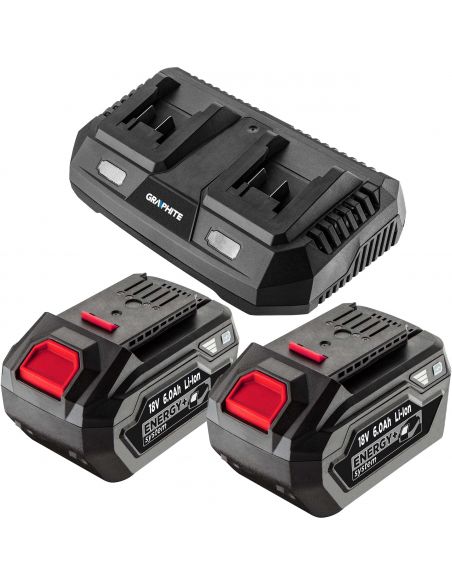 Zestaw Graphite  Energy+ 18 V: 2x akumulator 6.0 Ah + ładowarka podwójna 3.0 A - Energy+_pakiet8 - Graphite - 1