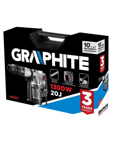 Młot wyburzeniowy GRAPHITE SDS Max 1300 W w walizce - 58G877 - Graphite - 7