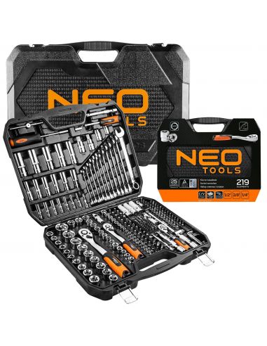 Zestaw kluczy nasadowych 1/2" 3/8" 1/4" 219 el. Neo Tools - 08-671 - NEO Tools - 1