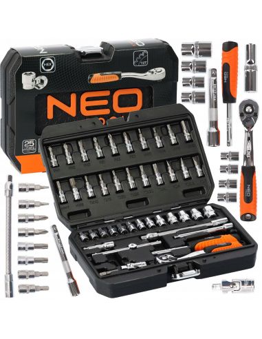 Zestaw kluczy nasadowych 1/4" CrV 46 el. Neo Tools - 08-660 - NEO Tools - 1