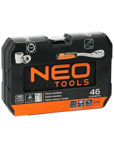 Zestaw kluczy nasadowych 1/4" CrV 46 el. Neo Tools - 08-660 - NEO Tools - 3