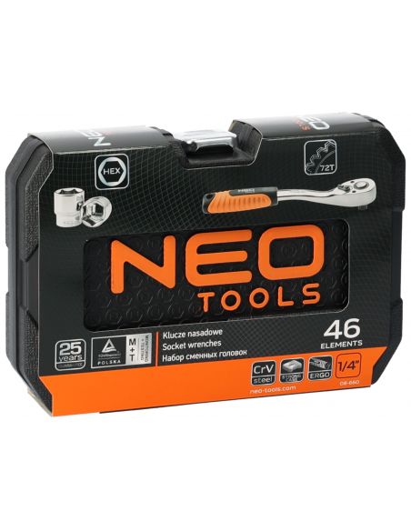 Zestaw kluczy nasadowych 1/4" CrV 46 el. Neo Tools - 08-660 - NEO Tools - 3