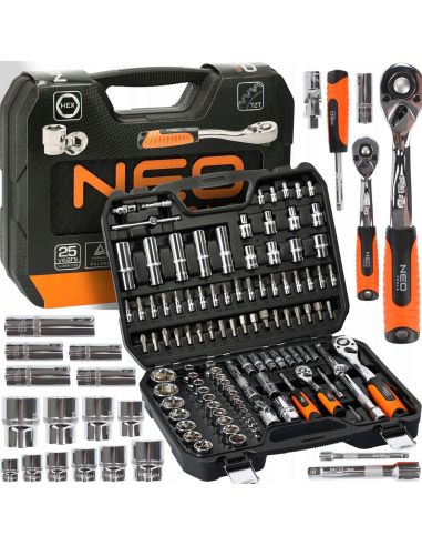 Zestaw kluczy nasadowych 1/2" 1/4" CrV 110 el. Neo Tools - 08-666 - NEO Tools - 1