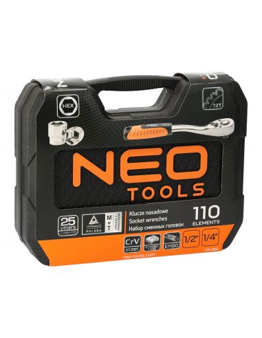 Zestaw kluczy nasadowych 1/2" 1/4" CrV 110 el. Neo Tools - 08-666 - NEO Tools - 3