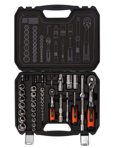 Zestaw kluczy nasadowych 1/2" 1/4" 73 el. Neo Tools - 08-673 - NEO Tools - 4
