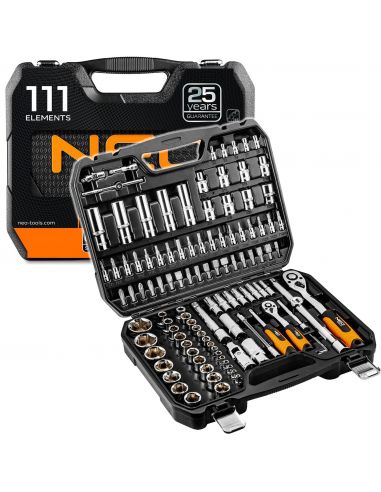 Zestaw kluczy nasadowych 1/2" 1/4" CrV 111 el. Neo Tools - 08-910 - NEO Tools - 1