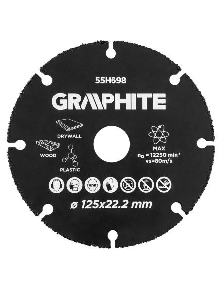 Tarcza tnąca 125 mm do drewna i tworzyw sztucznych Graphite - 55H698 - Graphite - 1