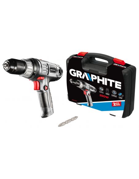 Wiertarko-wkrętarka sieciowa 250 W Graphite w walizce - 58G792 - Graphite - 2